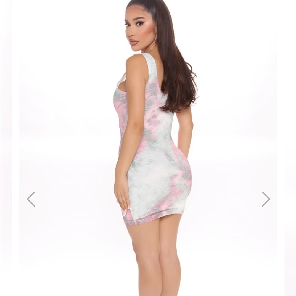 Printed mini dress sage/combo